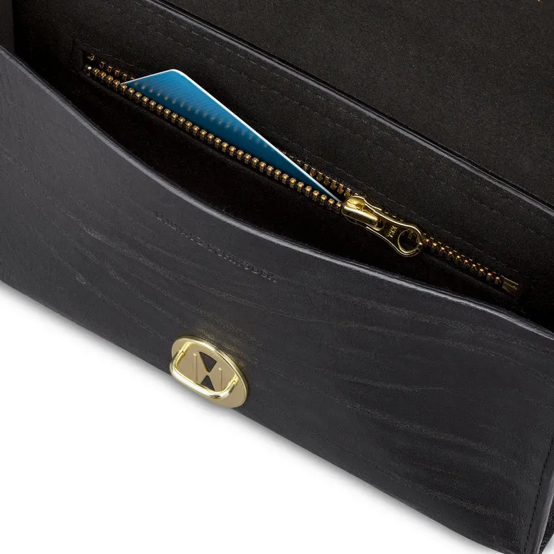 Moderne Crossbody Ledertasche „EMMA“ in Schwarz – Handgefertigte Unikate aus eigener Ledermanufaktur