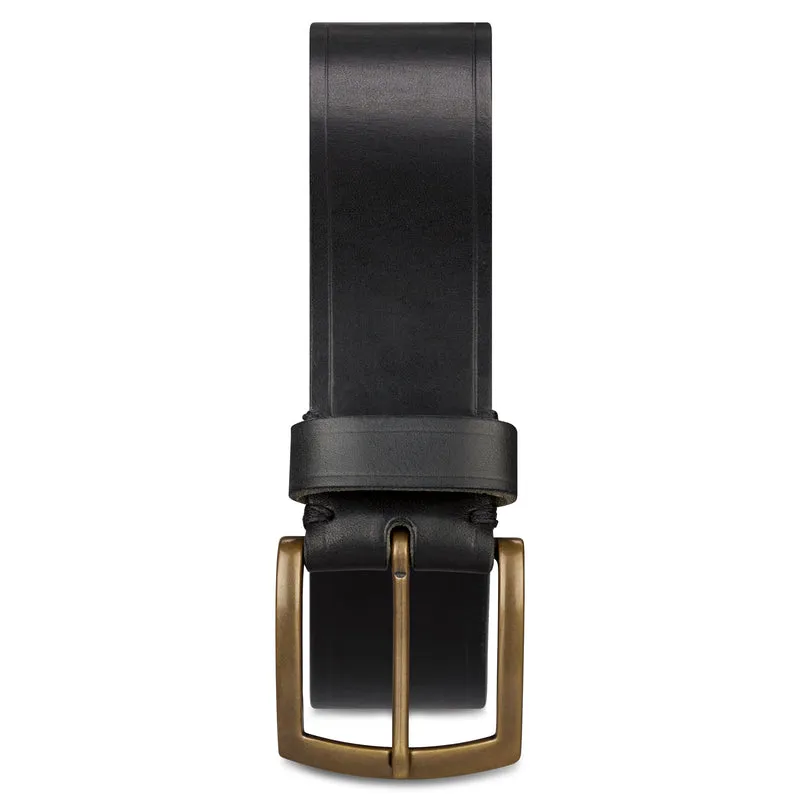 Traditionell: Herren Ledergürtel „Friedrich" in Schwarz - 100% aus Deutschland: 4 cm, Kobel-Leder mit handgegossener Bronzeschließe