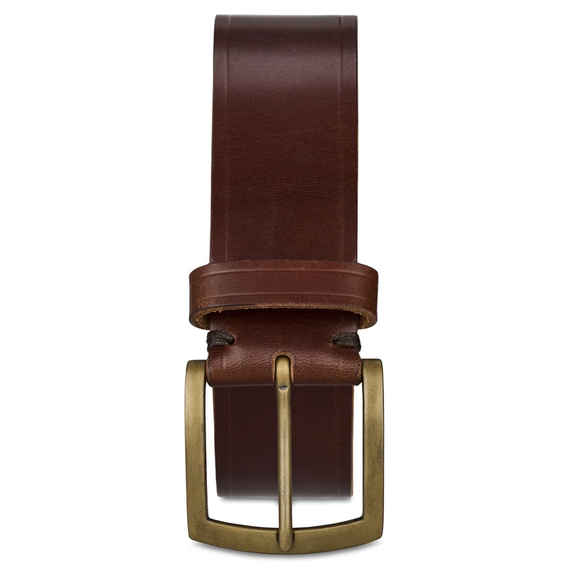 Traditionell: Herren Ledergürtel „Friedrich" in Braun - 100% aus Deutschland: 4 cm, Kobel-Leder mit handgegossener Bronzeschließe