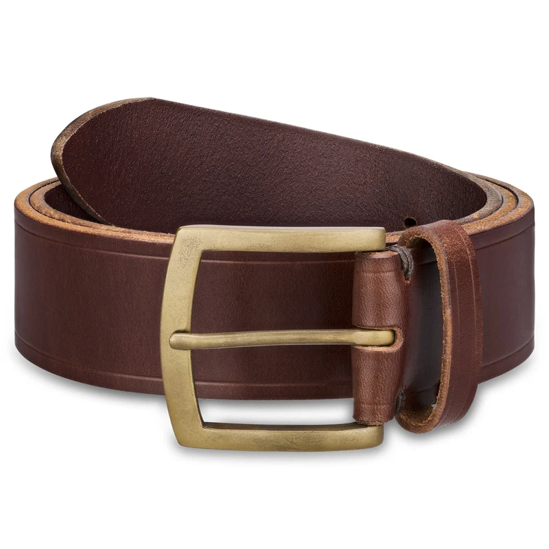 Traditionell: Herren Ledergürtel „Friedrich" in Braun - 100% aus Deutschland: 4 cm, Kobel-Leder mit handgegossener Bronzeschließe