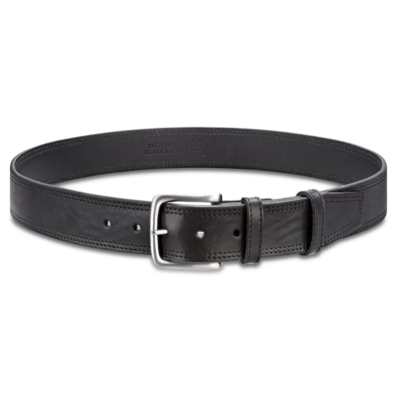 Schwarzer Herren Jeansgürtel „Vittorio“: 4 cm breit, weicher Gürtel aus hochwertigem Rindleder aus der Toskana mit Ziernaht