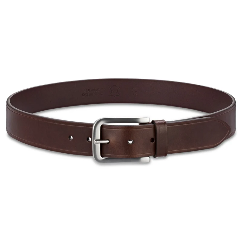 Gürtel für‘s Leben: Kobel Croupon-Ledergürtel in Braun: „Sebastian“ - 4 cm, 4 mm starkes Satteltaschen-Leder