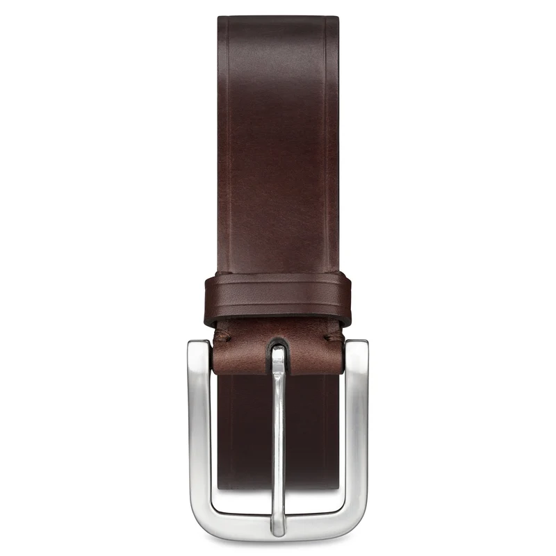 Gürtel für‘s Leben: Kobel Croupon-Ledergürtel in Braun: „Sebastian“ - 4 cm, 4 mm starkes Satteltaschen-Leder