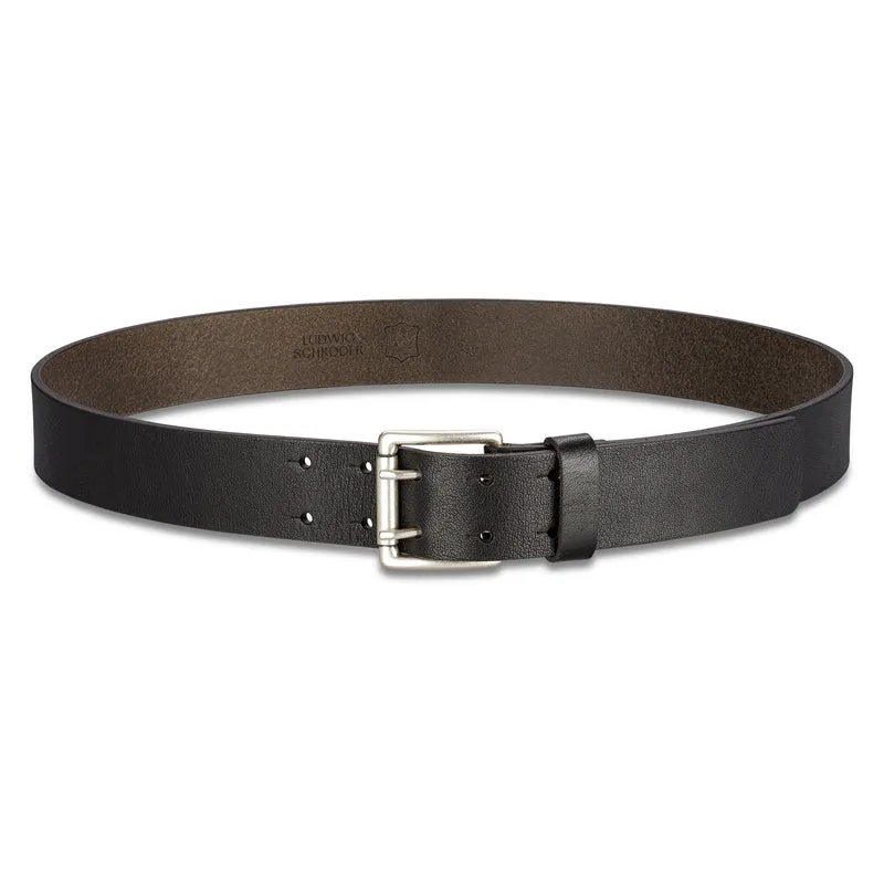 Bio-Ledergürtel „Heinrich“ in Schwarz – 4 cm, pflanzlich gegerbtes Albbüffelleder von der Schwäbischen Alb