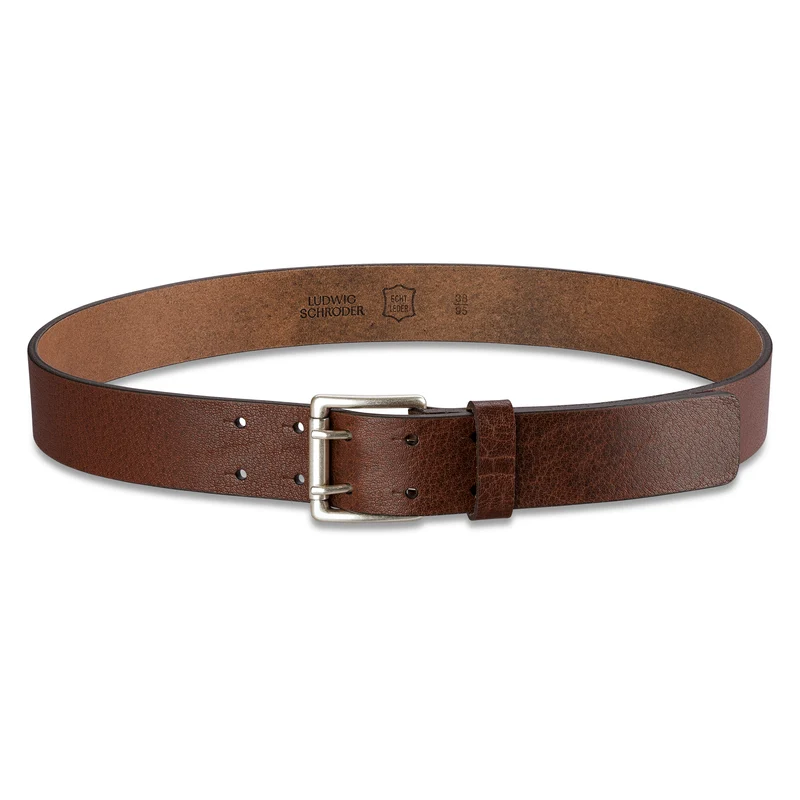 Bio-Ledergürtel „Heinrich“ in Braun – 4 cm, pflanzlich gegerbtes Albbüffelleder von der Schwäbischen Alb