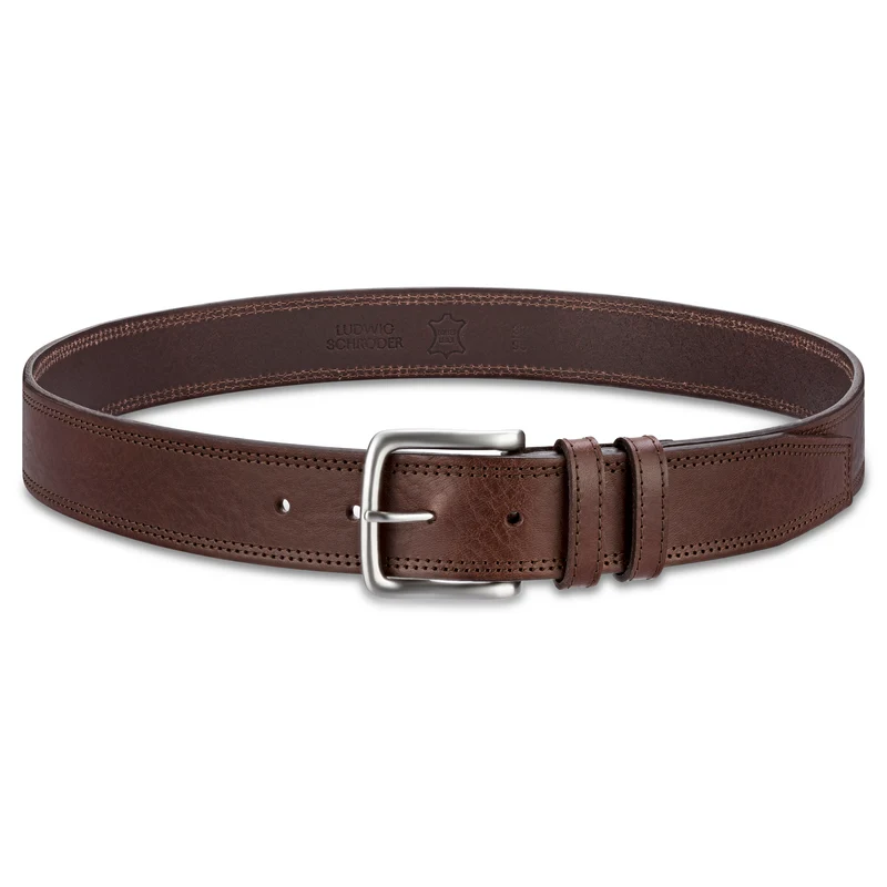 Brauner Herren Jeans Ledergürtel „Vittorio“: 4 cm breit, weicher Gürtel aus hochwertigem Rindleder aus der Toskana
