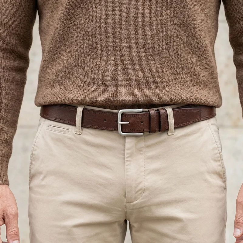 Brauner Herren Jeans Ledergürtel „Vittorio“: 4 cm breit, weicher Gürtel aus hochwertigem Rindleder aus der Toskana