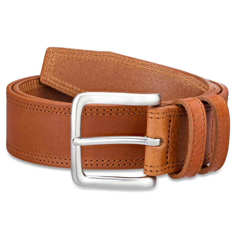 Herren Jeansgürtel in Cognac: „Vittorio“ - 4 cm breit, weicher Gürtel aus hochwertigem Rindleder aus der Toskana