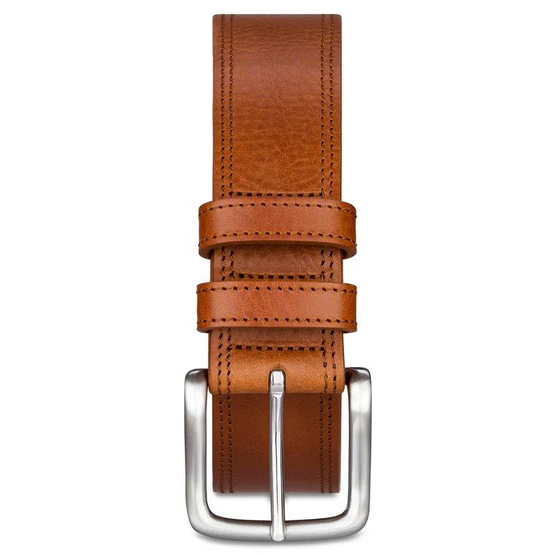 Herren Jeansgürtel in Cognac: „Vittorio“ - 4 cm breit, weicher Gürtel aus hochwertigem Rindleder aus der Toskana