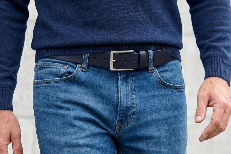 Bestseller: Herren Jeansgürtel „Vincent“ in Blau – 4 cm, satt, griffig & anschmiegsam