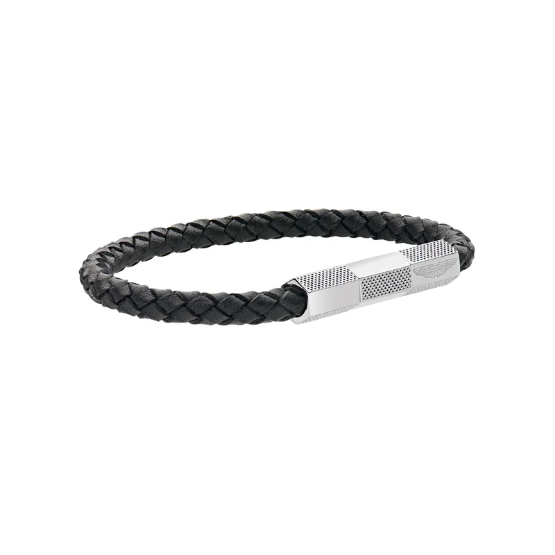 ASTON MARTIN Armband Herren AML THRILL Lederband Edelstahl Dunkelblau/Silber MJRIF5BU4