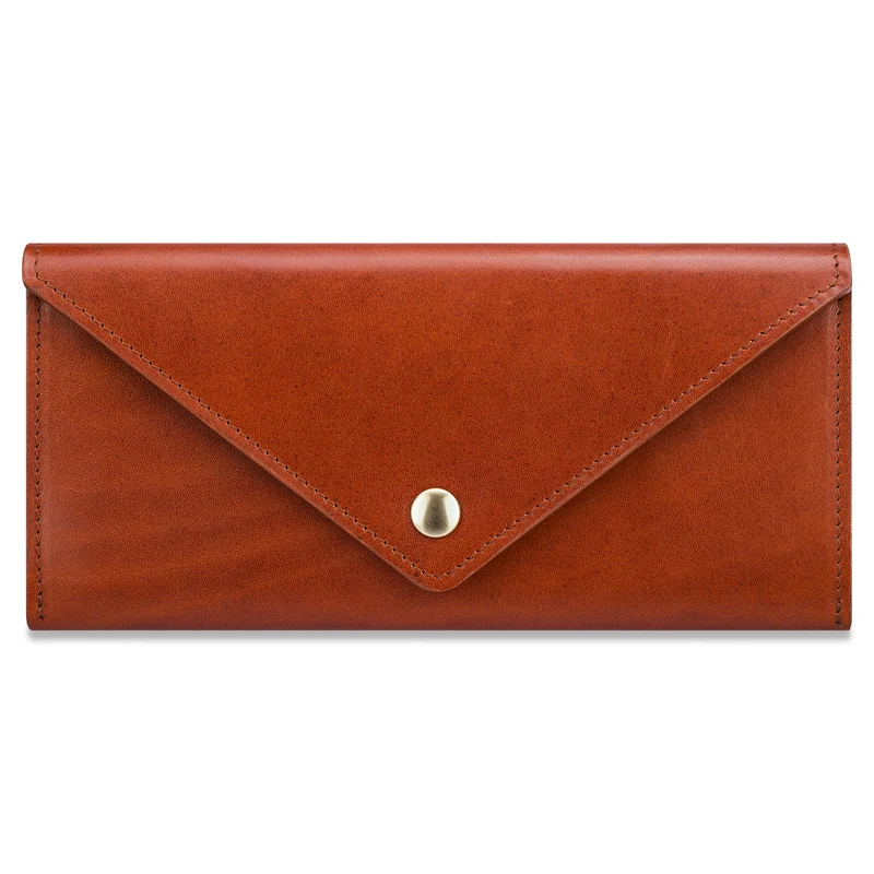 Edle Damen Geldbörse „Elisa" Cognac aus pflanzlich gegerbtem Leder – 100% Made in Germany