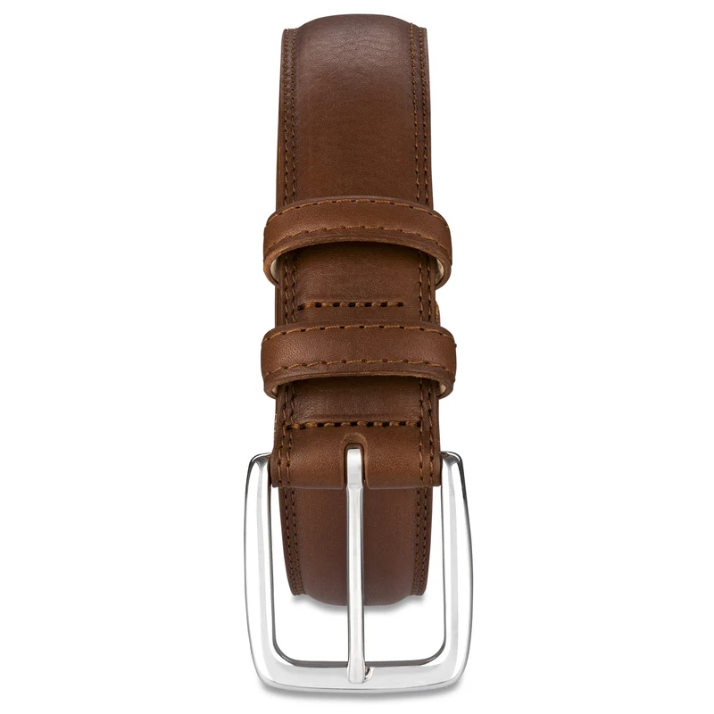 Herren Ledergürtel „August“ in Cognac – 3,5 cm, Renz-Leder, bombiert & zweifach abgesteppt