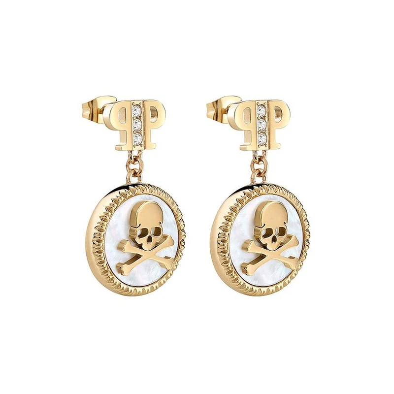 Philipp Plein Damen Ohrringe Ohrhänger PLEIN MINI LOGO Goldfarben PJ2EA08EU