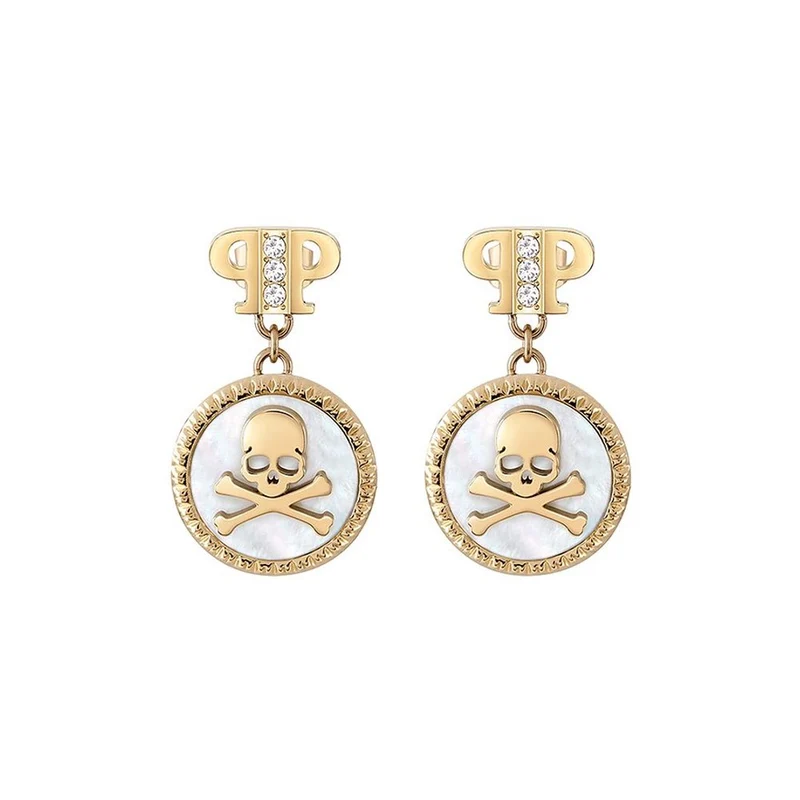 Philipp Plein Damen Ohrringe Ohrhänger PLEIN MINI LOGO Goldfarben PJ2EA08EU
