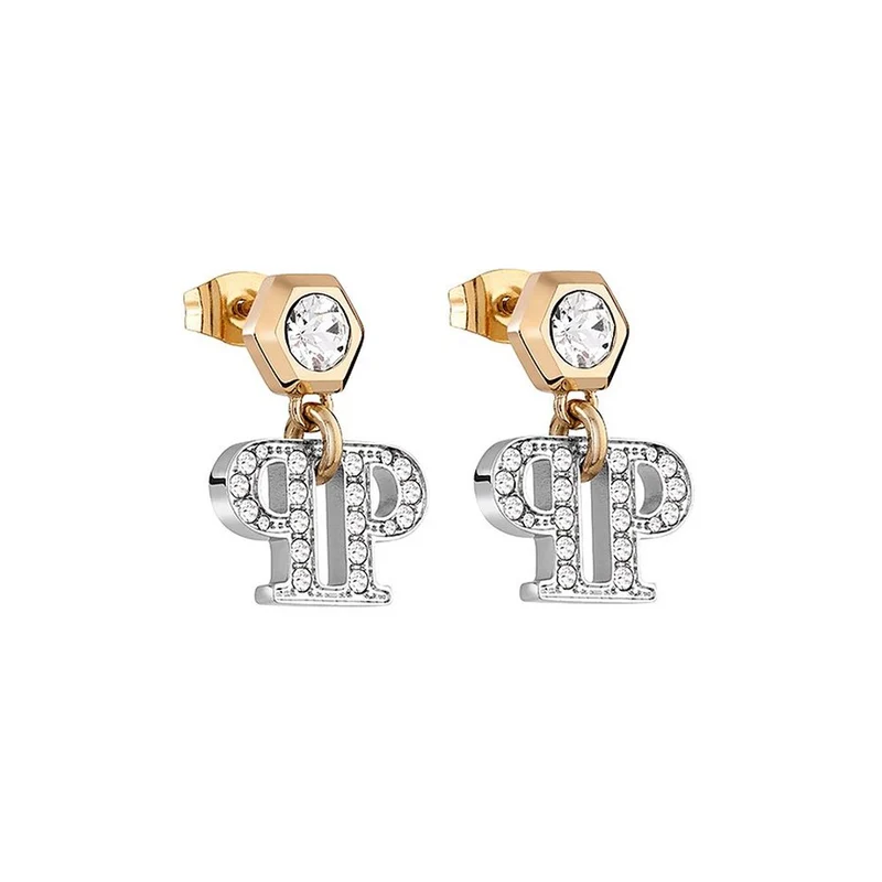 Philipp Plein Damen Ohrringe Ohrstecker PP Elements Goldfarben, Weiß PJ4EA04EU