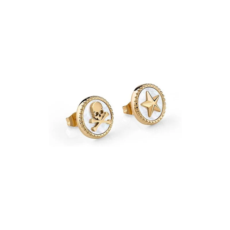 Philipp Plein Damen Ohrringe Ohrstecker PLEIN MINI LOGO Goldfarben PJ2EA07EU