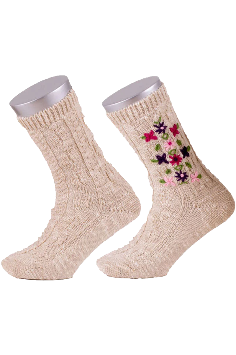 Mädchen Trachten-Strumpf mit Blumenstickerei