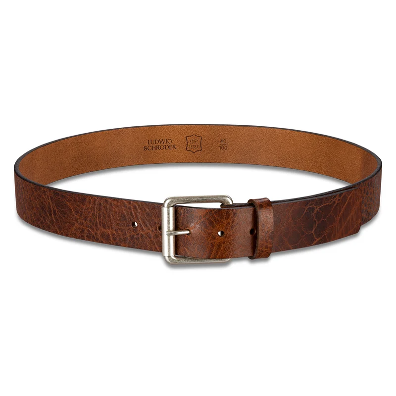 Vintage Herrenledergürtel „David“ in Cognac – 4 cm, nachhaltig pflanzlich gegerbtes Rindleder
