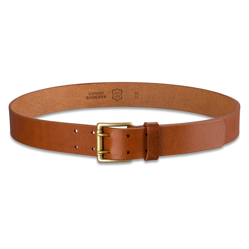 Bio-Ledergürtel „Heinrich“ in Cognac – 4 cm, pflanzlich gegerbtes Albbüffelleder von der Schwäbischen Alb