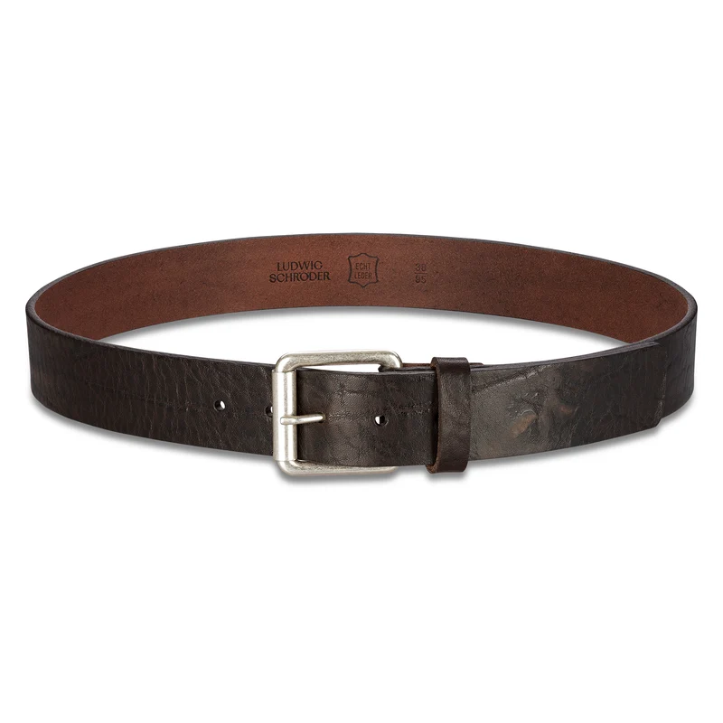 Vintage Herrenledergürtel „David“ in Braun – 4 cm, nachhaltig pflanzlich gegerbtes Rindleder