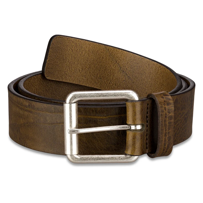 Vintage Herrenledergürtel „David“ in Oliv – 4 cm, nachhaltig pflanzlich gegerbtes Rindleder