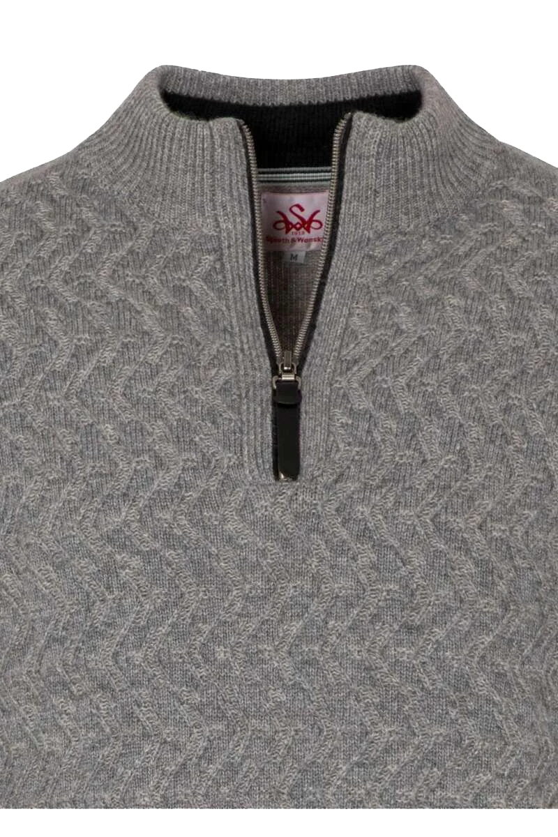 Herren Strickpullover Alpin Troyer - hellgrau