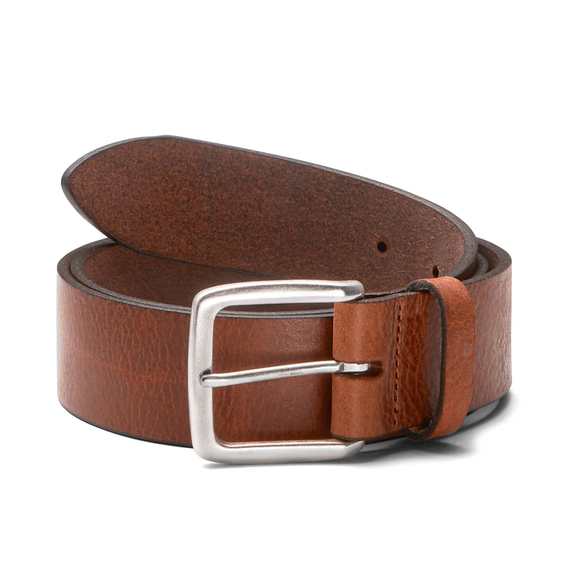 Klassischer Herren Jeansgürtel „Toni“ in Cognac – 4 cm, Rindleder aus der Toskana