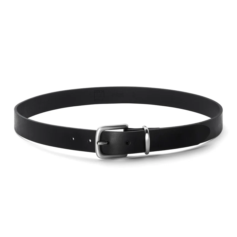 Eleganter 3cm Damengürtel „Alexandra" in Schwarz – Schmaler Gürtel mit silberfarbener Schnalle und Schlaufe,