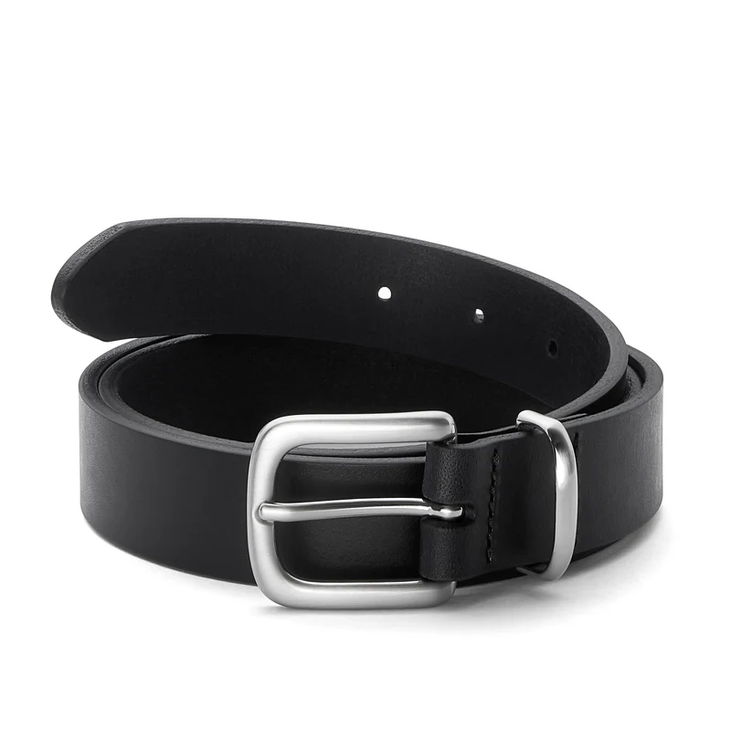 Eleganter 3cm Damengürtel „Alexandra" in Schwarz – Schmaler Gürtel mit silberfarbener Schnalle und Schlaufe,