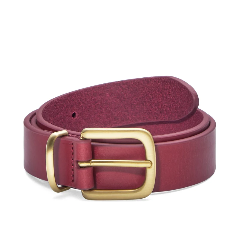 Eleganter 3cm Damengürtel „Alexandra" in Bordeaux – Schmaler Gürtel mit goldener Schnalle und Schlaufe