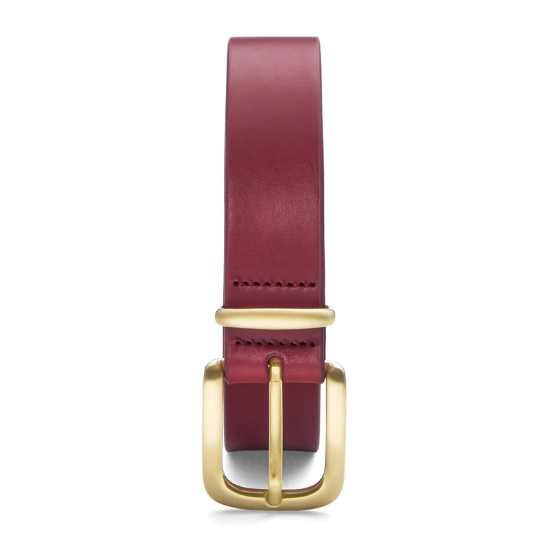 Eleganter 3cm Damengürtel „Alexandra" in Bordeaux – Schmaler Gürtel mit goldener Schnalle und Schlaufe