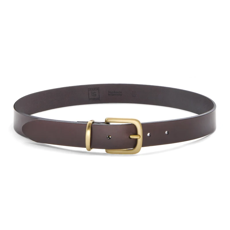 Eleganter 3cm Damengürtel „Alexandra" in Braun – Schmaler Gürtel mit goldener Schnalle und Schlaufe