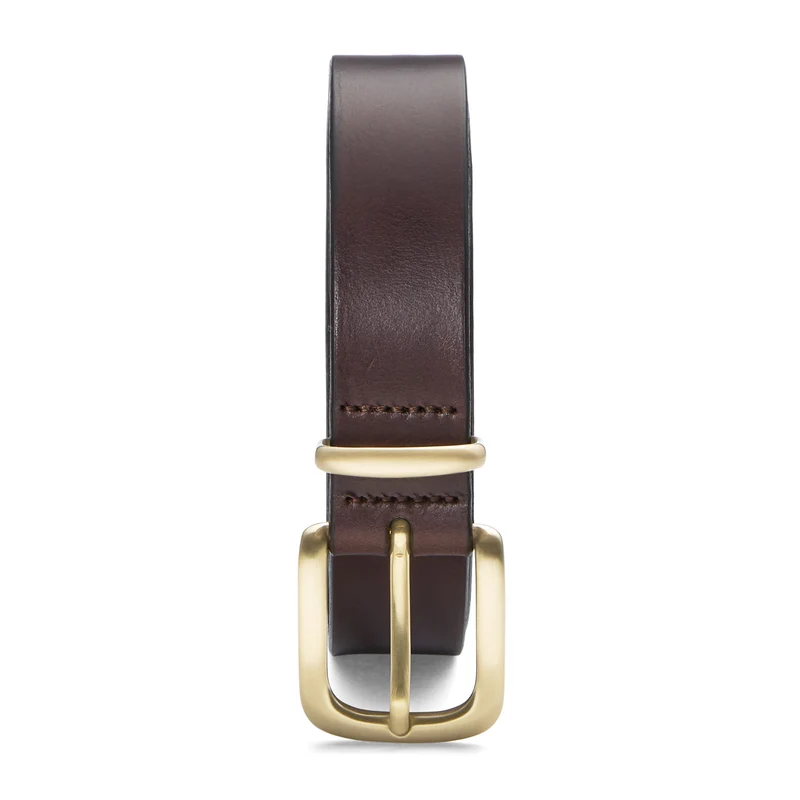 Eleganter 3cm Damengürtel „Alexandra" in Braun – Schmaler Gürtel mit goldener Schnalle und Schlaufe