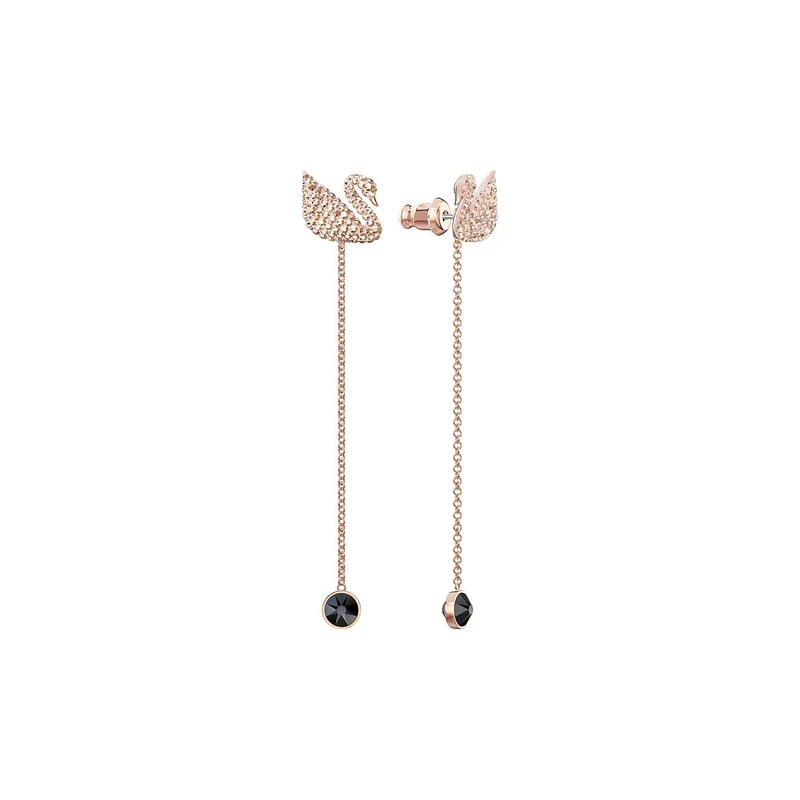 Swarovski Ohrhänger Damen Iconic Swan Roségold Schwarzkristall 5373164