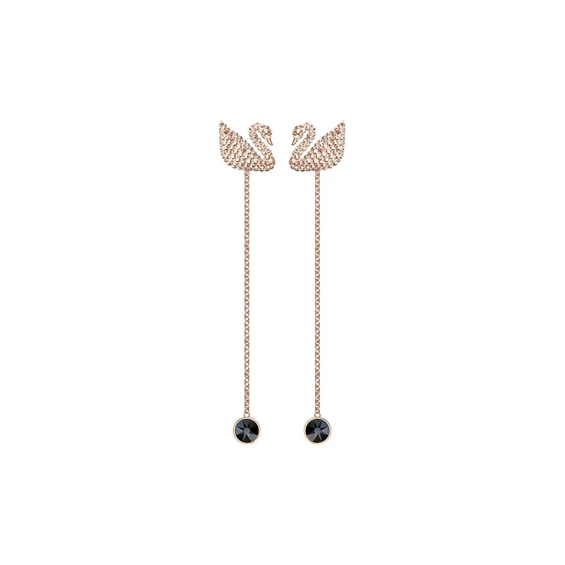 Swarovski Ohrhänger Damen Iconic Swan Roségold Schwarzkristall 5373164