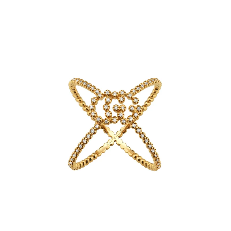 GUCCI Ring Damen GG Running X Diamant Gelbgold YBC581897001