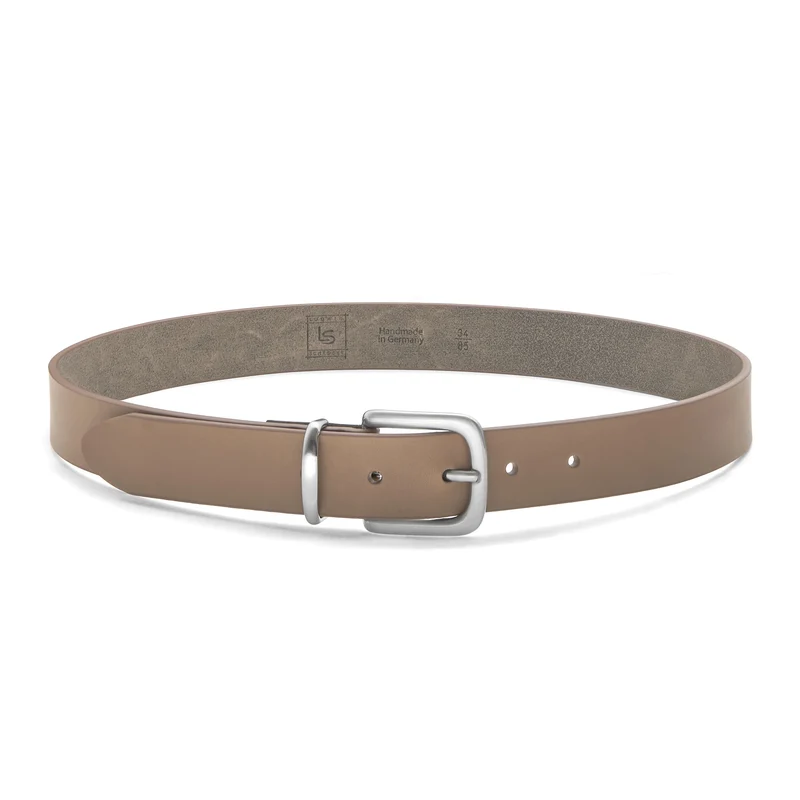 Eleganter 3cm Damengürtel „Alexandra" in Taupe – Schmaler Gürtel mit silberfarbener Schnalle und Schlaufe