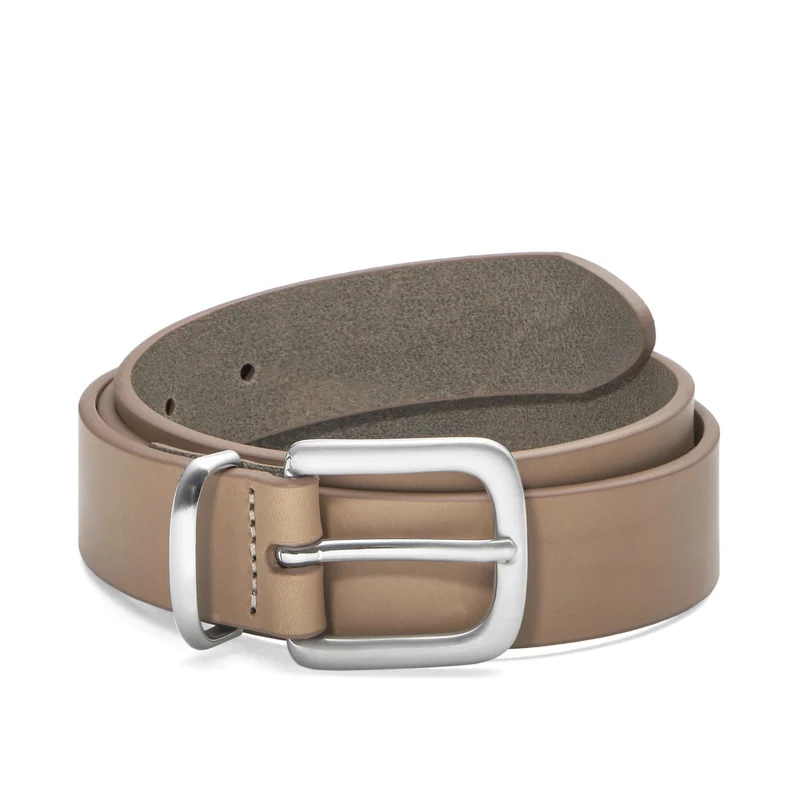 Eleganter 3cm Damengürtel „Alexandra" in Taupe – Schmaler Gürtel mit silberfarbener Schnalle und Schlaufe
