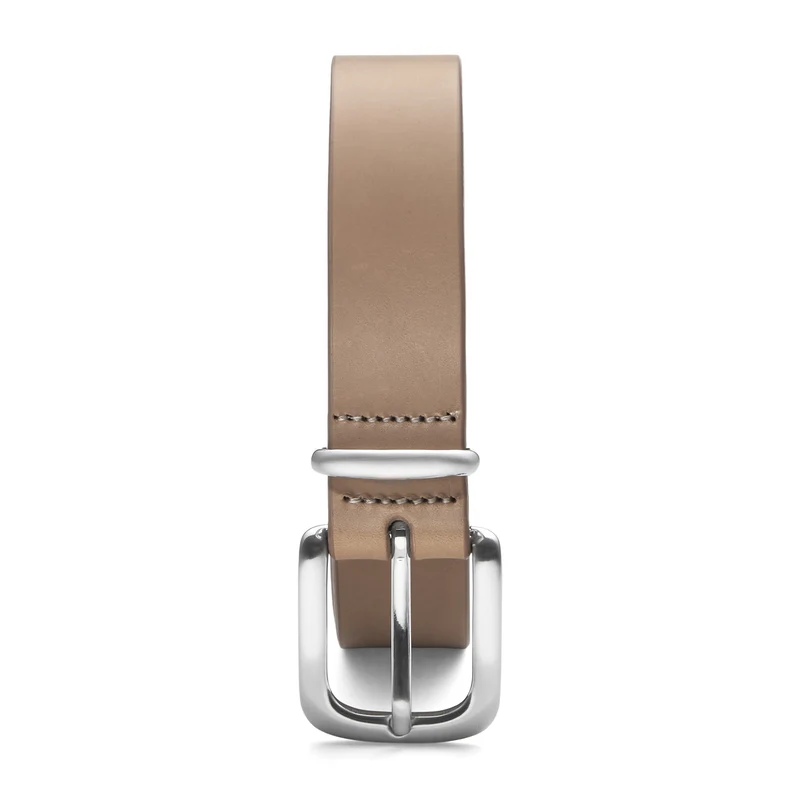 Eleganter 3cm Damengürtel „Alexandra" in Taupe – Schmaler Gürtel mit silberfarbener Schnalle und Schlaufe