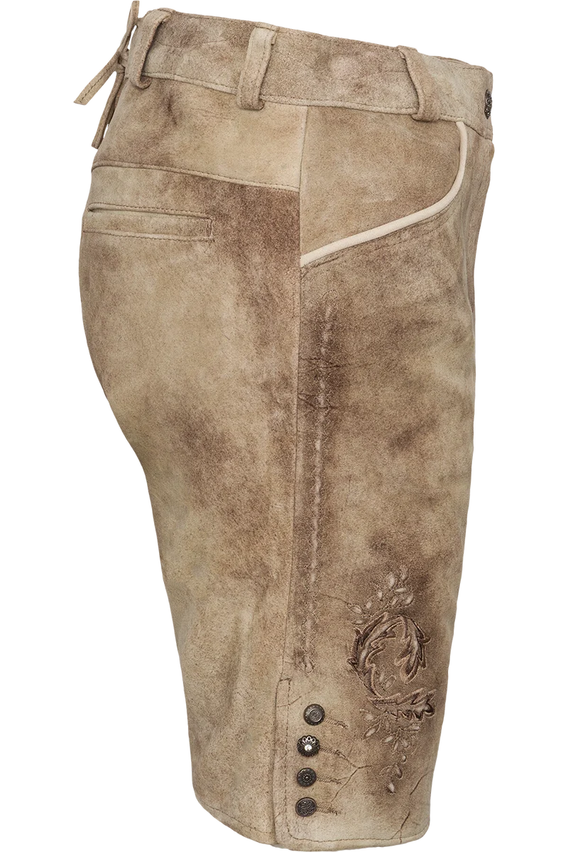 Damen Lederhose kurz mit verzierten Knöpfen
