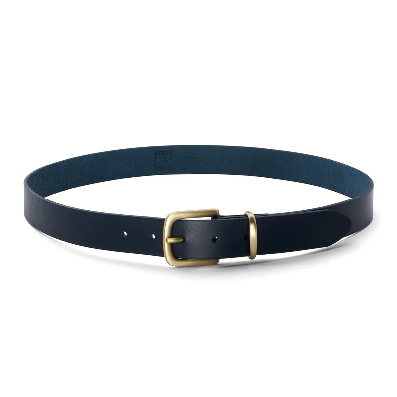 Eleganter 3cm Damengürtel „Alexandra" in Blau – Schmaler Gürtel mit goldener Schnalle und Schlaufe