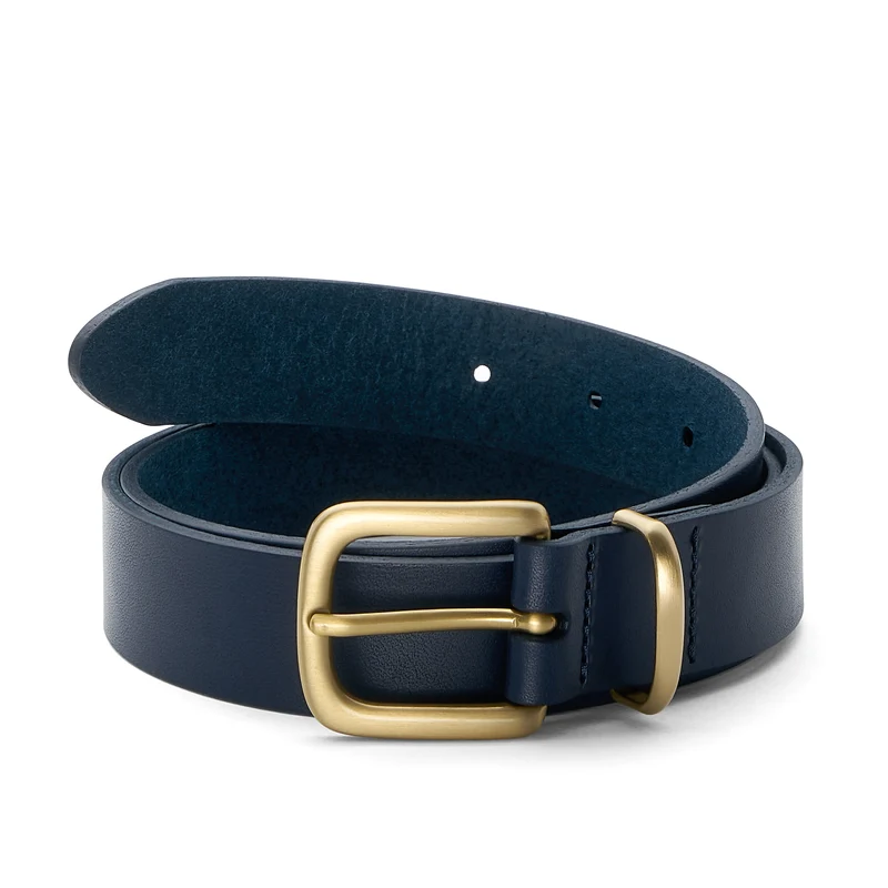 Eleganter 3cm Damengürtel „Alexandra" in Blau – Schmaler Gürtel mit goldener Schnalle und Schlaufe