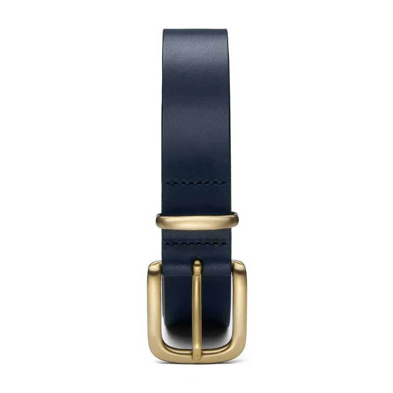 Eleganter 3cm Damengürtel „Alexandra" in Blau – Schmaler Gürtel mit goldener Schnalle und Schlaufe