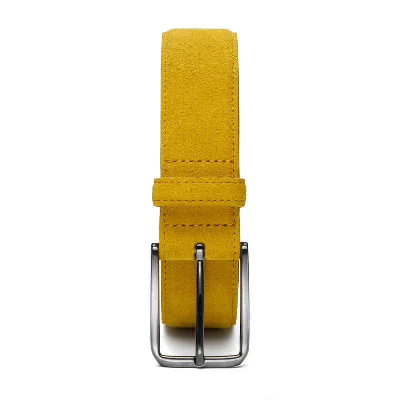 Herren Wildledergürtel „Giovanni“ in Curry – 3,5 cm, hochwertiges Veloursleder