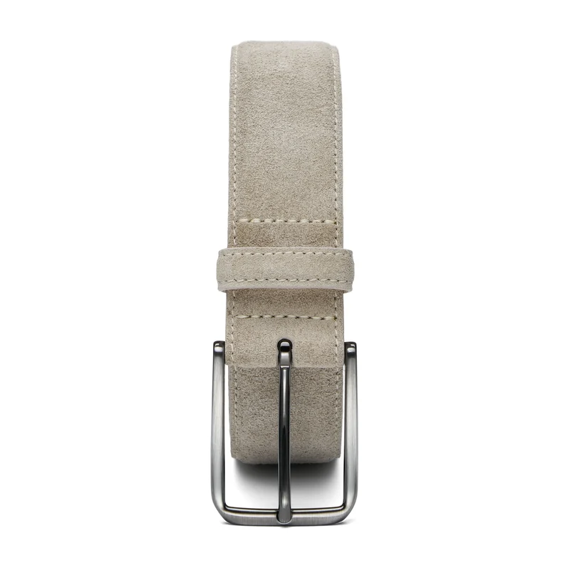 Herren Wildledergürtel „Giovanni“ in Sandgrau – 3,5 cm, hochwertiges Veloursleder
