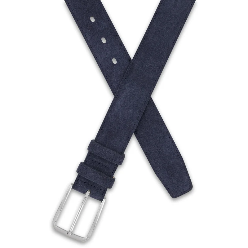 Herren Wildledergürtel „Giovanni“ in Dunkelblau – 3,5 cm, hochwertiges Veloursleder
