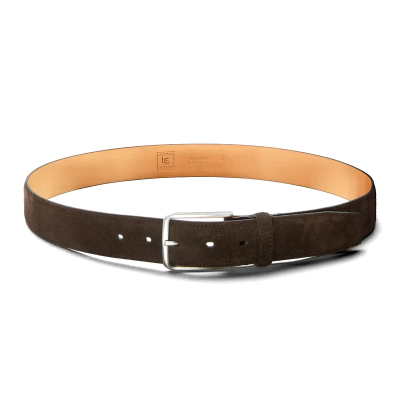 Herren Wildledergürtel „Giovanni“ in Dunkelbraun – 3,5 cm, hochwertiges Veloursleder