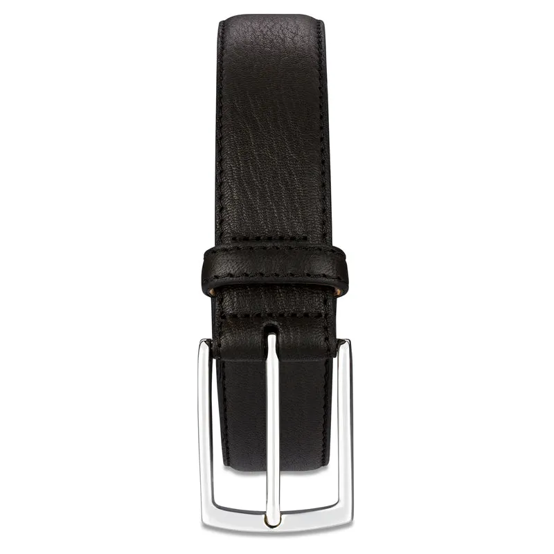 Besonders: Hirschleder Herrengürtel in Schwarz, „Theo“ – 3,5 cm, ca. 5,5 mm stark