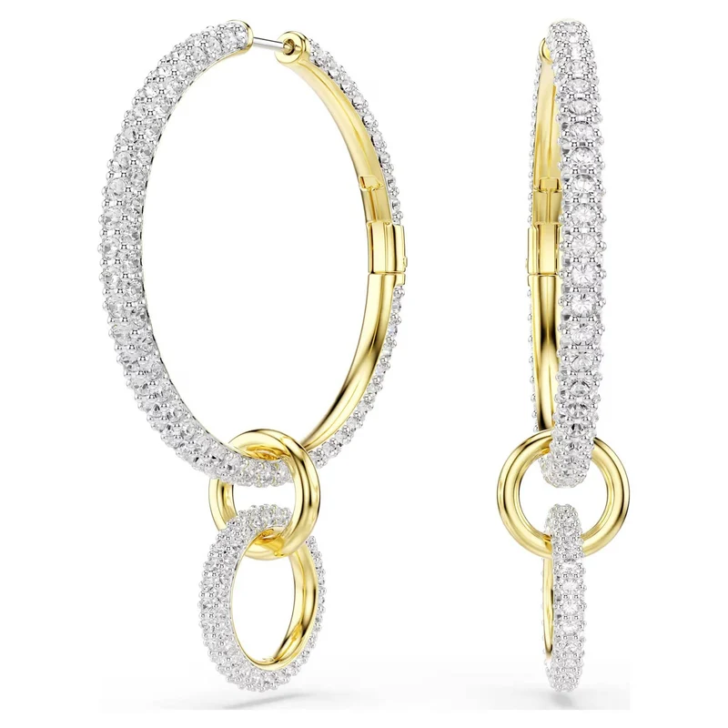Swarovski Ohrringe Damen Dextera Kreolen Rundschliff Weiß Goldfarben 5738201